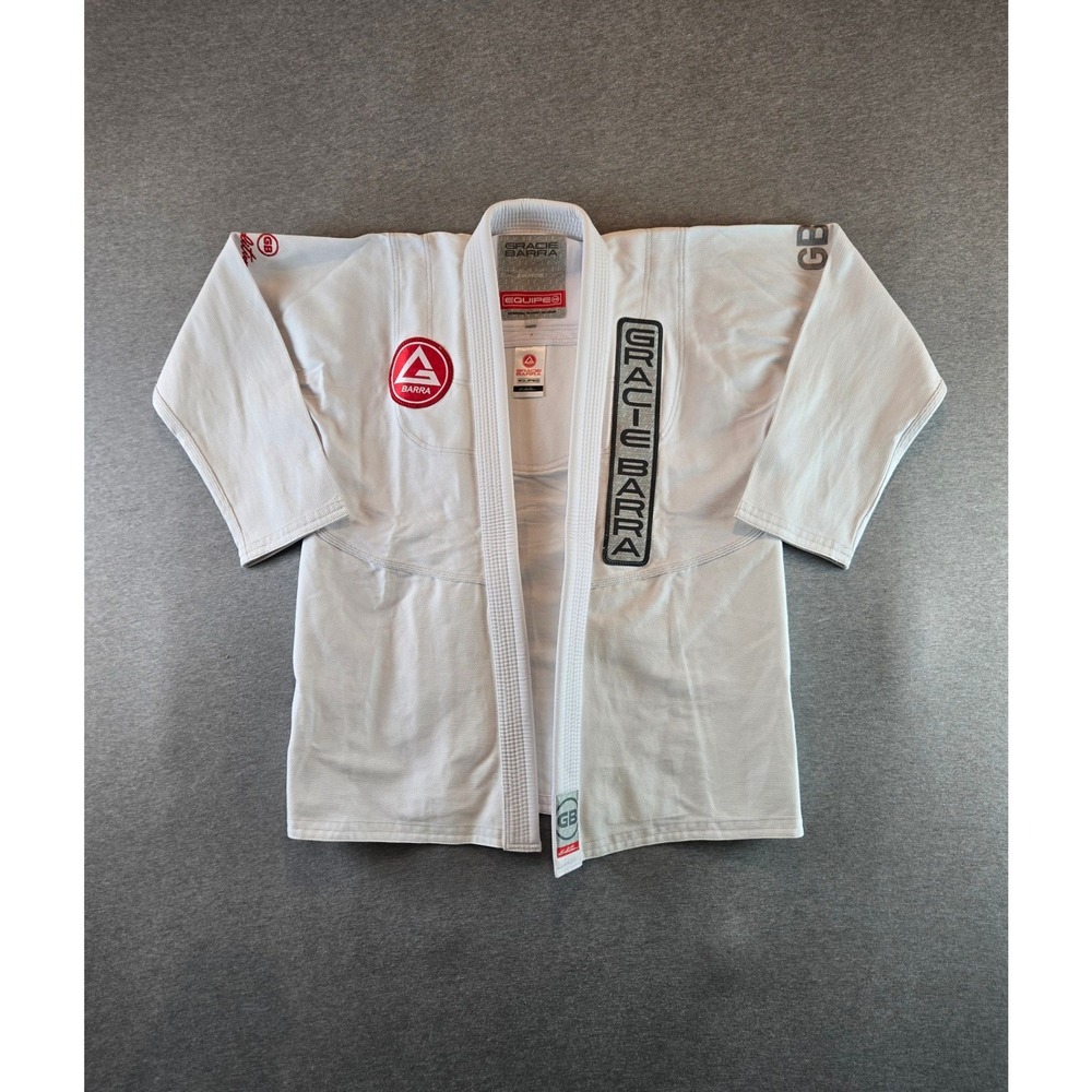 Gracie Barra Equipe Gi Jacket White Mens Size A2 Kimono BJJ Jiu-Jitsu Robe